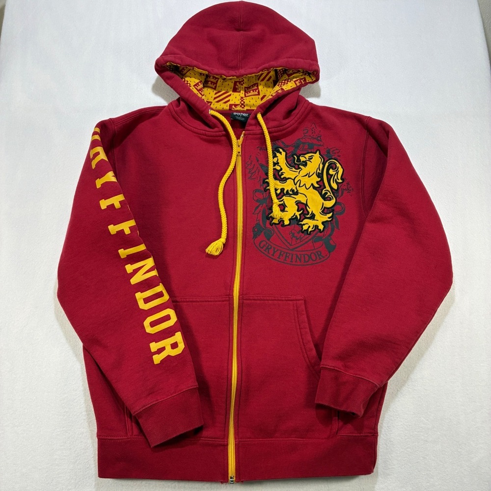 Harry Potter Gryffindor Zip Up Hoodie Universal Studios Small Maroon Yellow